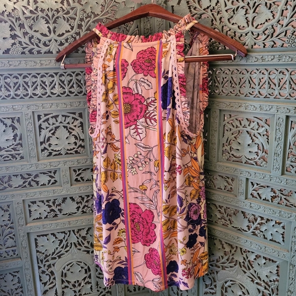 Hale Bob | High Neck / Halter Knit Blouse Tank | Floral | NWOT | Size XS - Picture 7 of 13